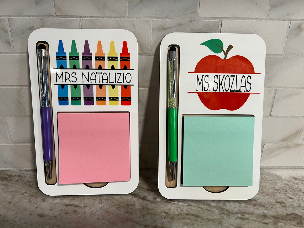 Personalized Post-It Note and Pen Holder